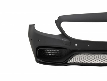 Front Bumper without central grille & Diffuser with Muffler Tips Black suitable for Mercedes C-Class W205 S205 (2014-2018) C63 Design