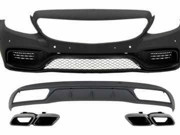 Front Bumper without grille & Diffuser with Muffler Tips Chrome suitable for Mercedes C-Class W205 S205 (2014-2018) C63 Look