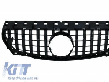 Front Central Grille suitable for Mercedes CLA C117 X117 W117 (2013-2016) CLA45 GT-R Panamericana Design All Black