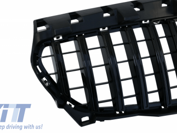 Front Central Grille suitable for Mercedes CLA C117 X117 W117 (2013-2016) CLA45 GT-R Panamericana Design All Black