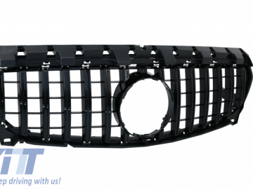 Front Central Grille suitable for Mercedes CLA C117 X117 W117 Facelift (2016-2018) CLA45 GT-R Panamericana Design Full Black