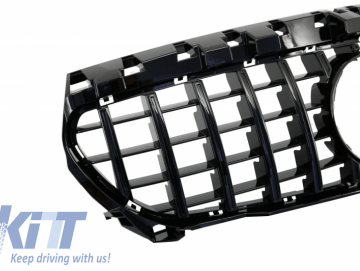 Front Central Grille suitable for MERCEDES Benz CLA C117 X117 W117 (2013-2016) CLA45 GT-R Panamericana Design All Black