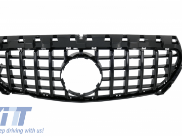 Front Central Grille suitable for MERCEDES Benz CLA C117 X117 W117 (2013-2016) CLA45 GT-R Panamericana Design All Black