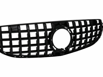 Front Central Grille suitable for Mercedes GLC X253 C253 Facelift (2020-up) GTR Panamericana Design All Black For OFFROAD