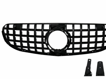 Front Central Grille suitable for Mercedes GLC X253 C253 Facelift (2020-up) GTR Panamericana Design All Black For OFFROAD