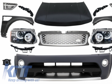 Front Conversion suitable for Land Range ROVER Sport L320 (2005-2013) Autobiography Design Bumper Headlights Hood and Fenders