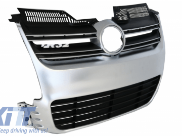 Front Grill Suitable for VW Golf 5 V (2003-2007) R32 Design Brushed Aluminium