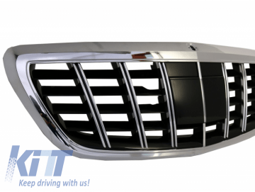 Front Grille Vertical Stripes suitable for Mercedes S-Class W222 X222 (2014-Up) B Style Design