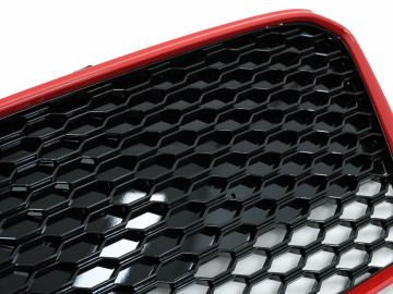 Front Grille suitable for Audi R8 42 1st Generation Facelift (2013-2015) RS Design Glossy Black Red