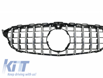 Front Grille suitable for MERCEDES C-Class W205 S205 A205 C205 (2014-2018) GT-R Panamericana Design Chrome With 360 Camera