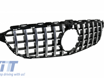 Front Grille suitable for MERCEDES C-Class W205 S205 A205 C205 (2014-2018) GT-R Panamericana Design Chrome With 360 Camera