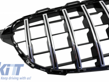 Front Grille suitable for MERCEDES C-Class W205 S205 A205 C205 (2014-2018) GT-R Panamericana Design Chrome With 360 Camera