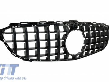 Front Grille suitable for MERCEDES C-Class W205 S205 C205 S205 (2014-2018) GT-R Panamericana Design Black With 360 Camera