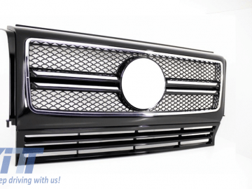 Front Grille suitable for MERCEDES W463 G-Class (1990-2012) New G65 A-Design Piano Black with Chrome Frame Edition