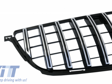 Front Grille suitable for Mercedes ML-Class W166 (2012-2014) GT-R Panamericana Design Black Chrome