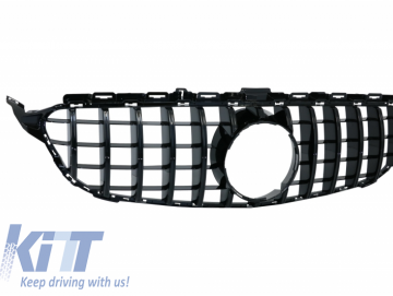 Front Grille suitable for Mercedes C-Class W205 S205 C205 S205 (2014-2018) GT-R Panamericana Design Black Without Camera