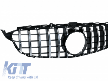 Front Grille suitable for Mercedes C-Class W205 S205 (2014-2018) GT-R Panamericana Design Crom Without Camera