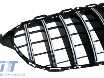 Front Grille suitable for Mercedes C-Class W205 S205 (2014-2018) GT-R Panamericana Design Crom Without Camera