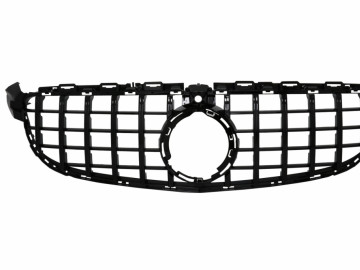 Front Grille suitable for Mercedes C-Class C63 W205 Sedan S205 T-Modell A205 Cabriolet C205 Coupe (03.2018-2020) with camera All Black