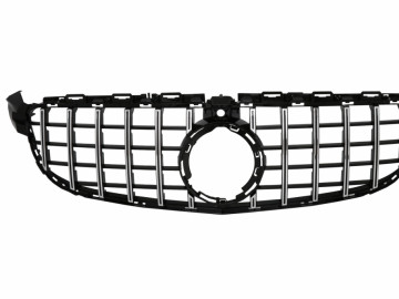 Front Grille suitable for Mercedes C-Class C63 W205 Sedan S205 T-Modell A205 Cabriolet C205 Coupe (03.2018-2020) with camera Black Chrome