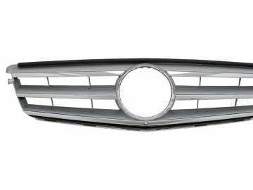 Front Grille suitable for Mercedes C-Class W204 S204 Limousine Station Wagon (2007-2014) Sport Silver