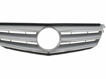 Front Grille suitable for Mercedes C-Class W204 S204 Limousine Station Wagon (2007-2014) Sport Silver