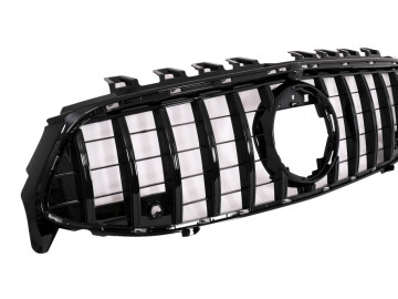 Front Grille suitable for Mercedes CLA X118 C118 (2019-up) Piano Black Stripes GT-R Panamericana Design