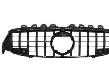 Front Grille suitable for Mercedes CLA X118 C118 (2019-up) Piano Black Stripes GT-R Panamericana Design