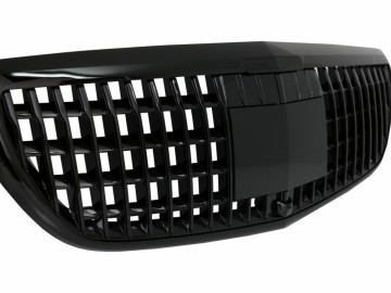 Front Grille suitable for Mercedes E-Class W213 S213 C238 (2016-Up) Vertical Design Piano Black