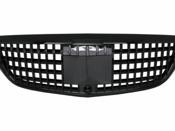 Front Grille suitable for Mercedes E-Class W213 S213 C238 (2016-Up) Vertical Design Piano Black