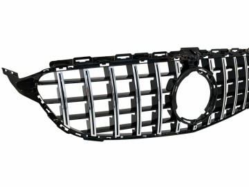 Front Grille suitable for Mercedes W205 Sedan S205 T-Modell A205 Cabriolet C205 Coupe Facelift (03.2018-2020) with 360 Camera Chrome