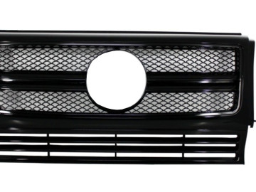 Front Grille with LED Headlights Covers suitable for Mercedes G-Class W463 (1990-2012) New G63 G65 Design Black