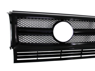 Front Grille with LED Headlights Covers suitable for Mercedes G-Class W463 (1990-2012) New G63 G65 Design Black