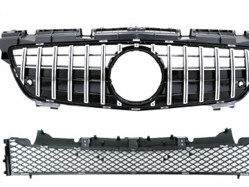Front Grille with Lower Grille Mesh suitable for Mercedes SLK R172 (2011-2015) GT-R Panamericana Design Chrome
