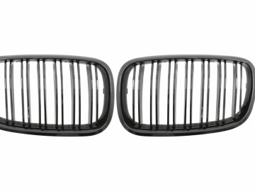 Front Kidney Grilles suitable for BMW X5 E70/ X6 E71 (2007-2014) Double Stripe M Design Piano Black