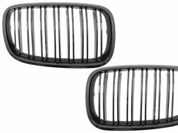 Front Kidney Grilles suitable for BMW X5 E70/ X6 E71 (2007-2014) Double Stripe M Design Piano Black