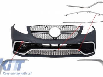 Front Spoiler Splitter Flaps Flics Garnish Chrome suitable for MERCEDES GLE Coupe C292 (2015-2018) A-Design