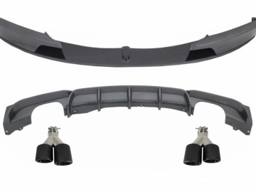 Front Spoiler with Rear Diffuser Single / Double Outlet Carbon and Exhaust Muffler Tips Carbon Fiber Matte suitable for BMW 3 Series F30 F31 (2011-up)