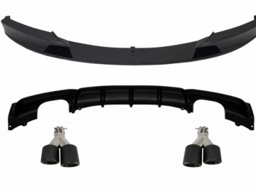 Front Spoiler with Rear Valance Diffuser Single / Double Outlet and Exhaust Muffler Tips suitable for BMW 3 Series F30 F31 (2011-up) M Performance Des