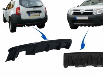 Front and Rear Bumper Skid Plate Protection suitable for DACIA Duster 4x4 / 4x2 (2010-2017) Piano Black