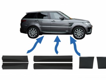 Front and Rear Lower Door Moldings & Front Lower Fender Moldings suitable for Land Rover Sport L494 (2013-up) Black