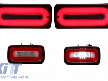 Full LED Taillights Light Bar with Fog Lamp suitable for MERCEDES Benz G-class W463 (1989-2015) RED Dynamic Sequential Turning Lights