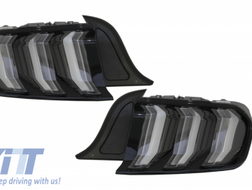 Full LED Taillights suitable for Ford Mustang VI S550 (2015-2019) Black with Dynamic Sequential Turning Lights