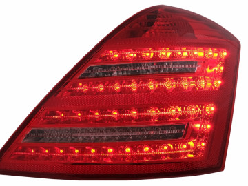 Full LED Taillights suitable for Mercedes S-Class W221 (2005-2009) Red Clear Facelift Design with Dynamic Sequential Turning Signal