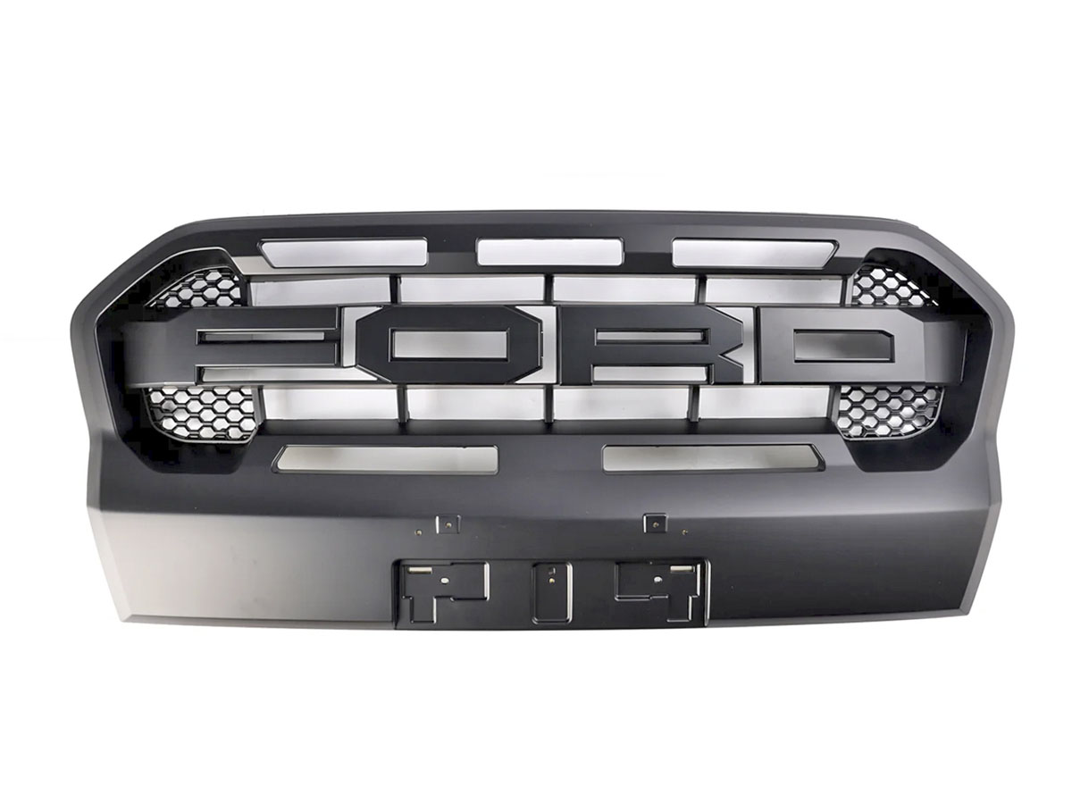 Grelha Frontal em ABS com LEDs e letras “FORD”, estilo Raptor, para Ford Ranger Wildtrak 2019–2022.