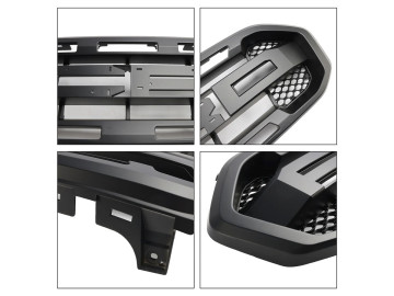 Grelha frontal em ABS com LED e letras “FORD” – Estilo Raptor – Ranger XL/XLT/Limited 2019–2022