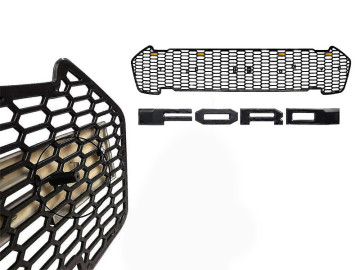Grelha frontal em ABS com LED e letras “FORD” – Ranger 2016–2019
