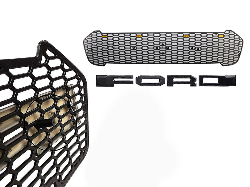 Grelha frontal em ABS com LED e letras “FORD” – Ranger Wildtrak 2019–2022