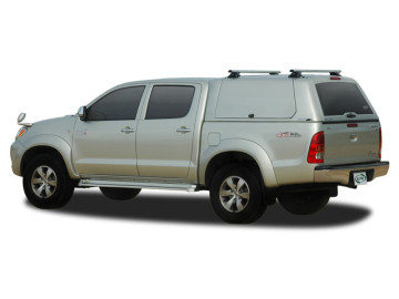 HardTop ALPHA CME em fibra de vidro, com portas laterais elevadas, em fibra de vidro (cabine dupla) - Hilux Vigo (2005-2015)