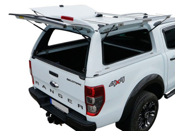 HardTop ALPHA CMX em fibra de vidro, com portas laterais elevatórias em fibra de vidro (cabina dupla)- Ford Ranger (2023+)